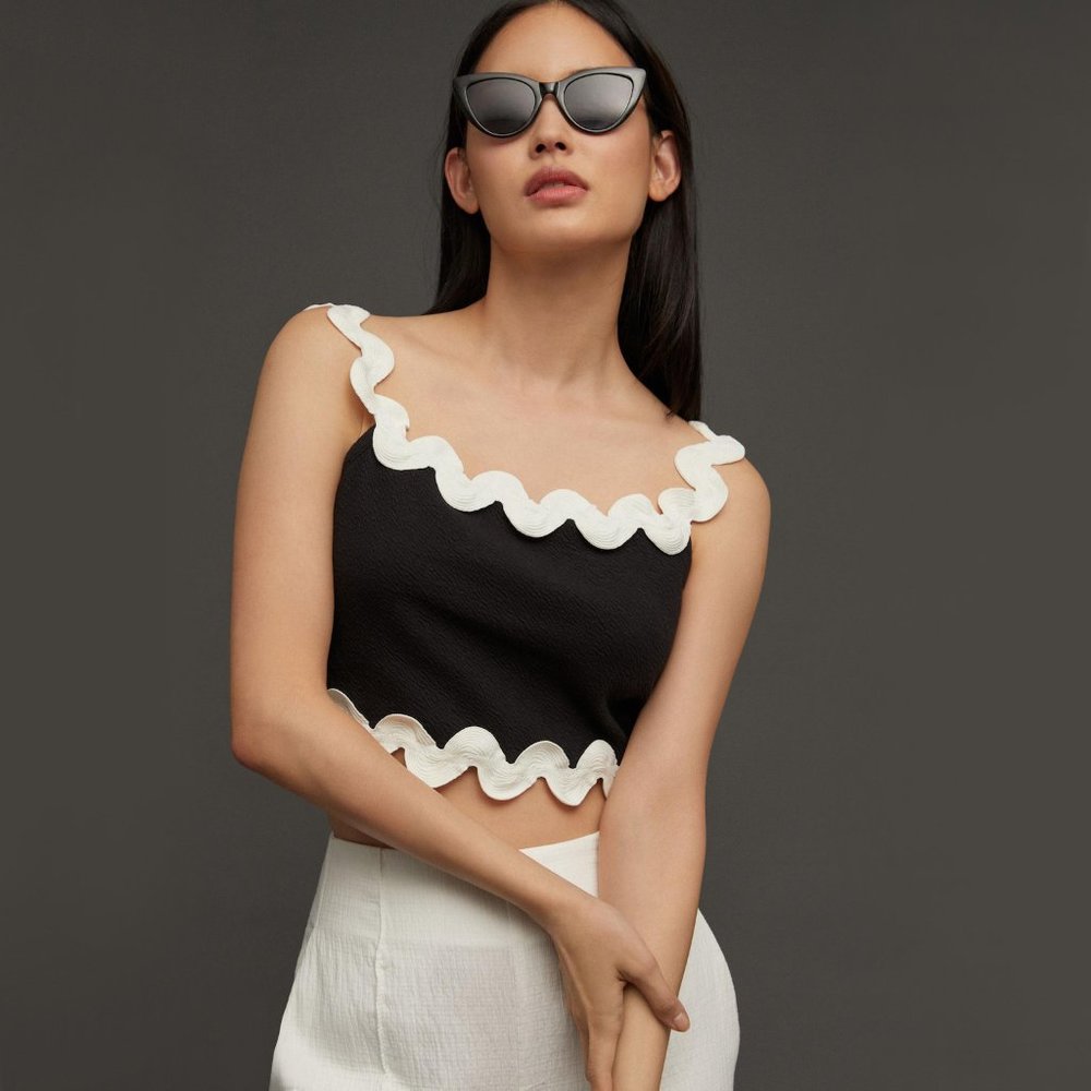 ANTHROPOLOGIE Maeve | Ric Rac Off-The-Shoulder Crop Top | NWT - Picture 1 of 6
